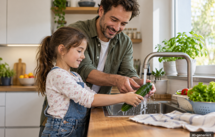 Mit Kindern kochen: Kleine Aufgaben und eine gut vorbereitete Küche